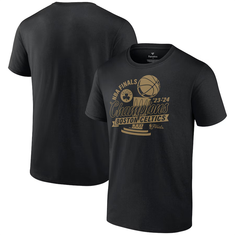 Men's Boston Celtics Black 2024 Finals Champions Defensive Rotation Trophy T-Shirt Men's Boston Celtics Black 2024 Finals Champions Defensive Rotation Trophy T-Shirt